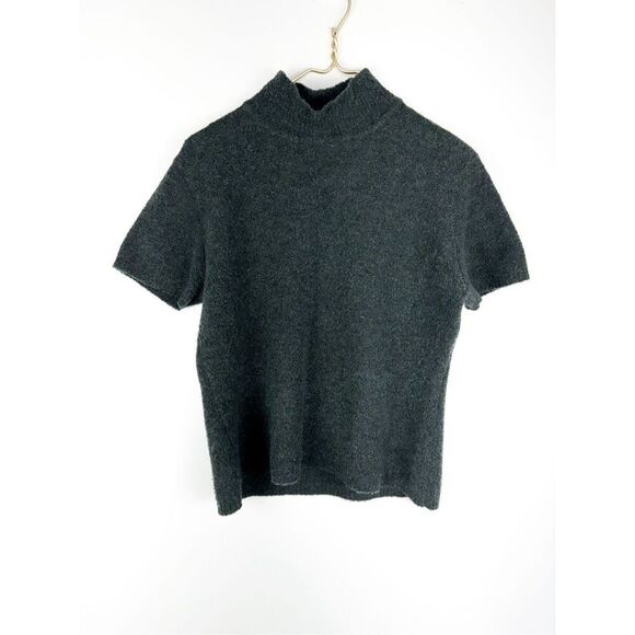 Mendocino Women's Merino Wool Short Sleeve Turtleneck Sweater Gray Size Large - Picture 1 of 5